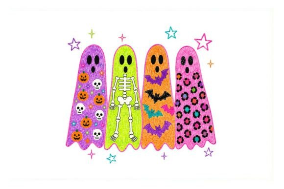 Download Colorful Halloween Ghosts Clipart Bundle - Colorful Collection