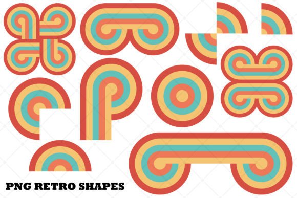 Download 10 Png Colorful Retro Shape Elements - Colorful Collection