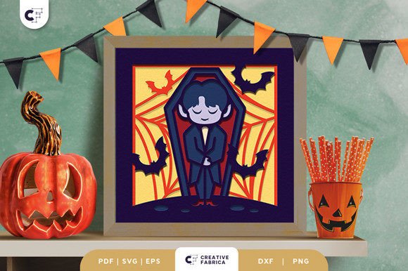 Download Cute Vampire and Bats Shadow Box - Premium Resources